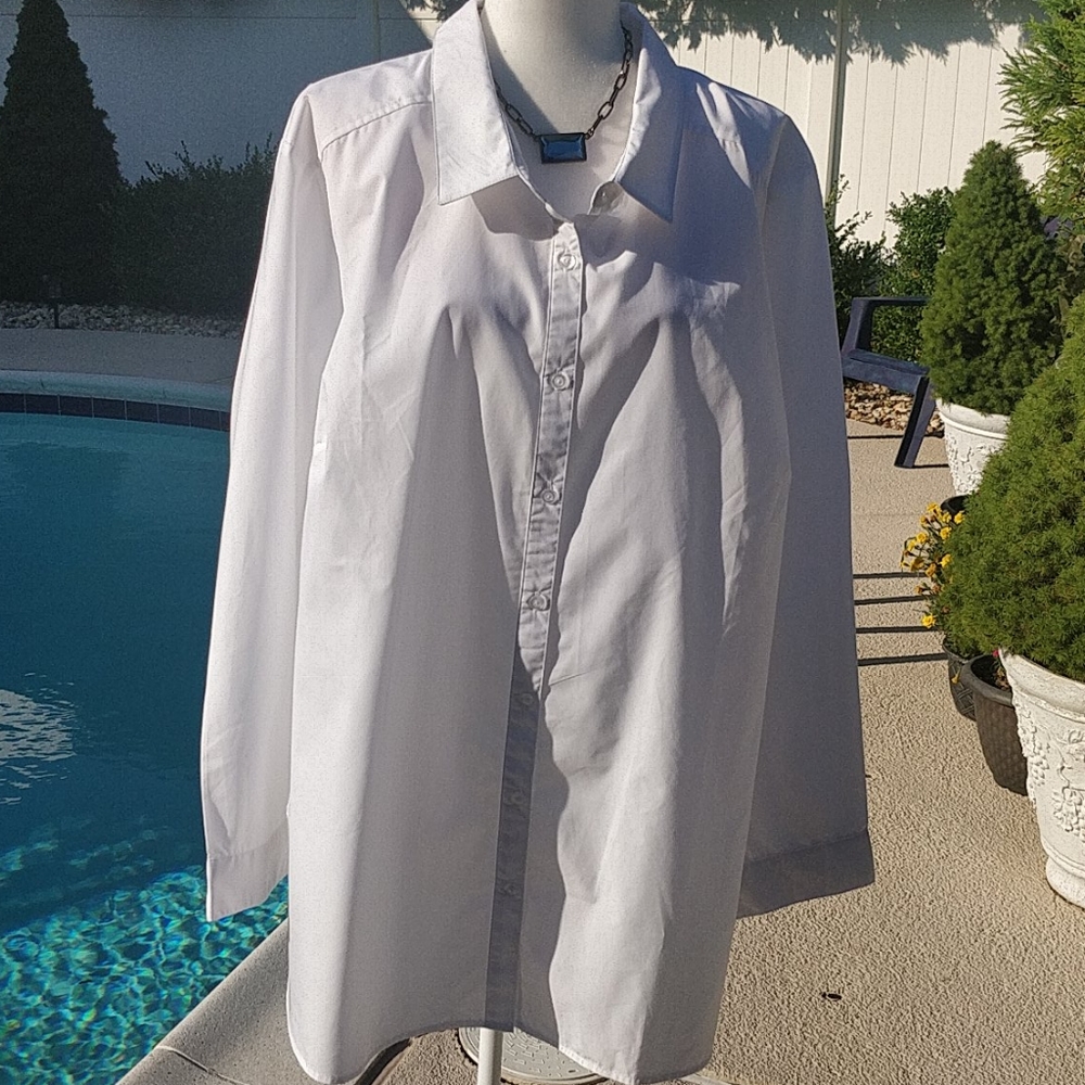 Roaman's white button down long sleeve shirt